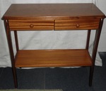 Bow fronted Teak Console Table with 2 drawers