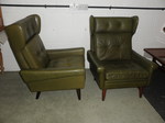 2 x 1960s Leather Wing-back Armchairs by Stouby