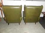 1960s Stouby Wing Back Armchairs in Green Leather