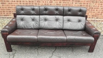 1970s Dark Brown Leather Ekornes 3 Seater Sofa