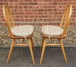Pair - Ercol Windsor Dining Chairs with Seat Pads