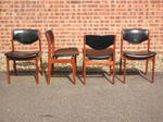 Danish Teak & Black Leather Dining Chairs designed by Erik Buch