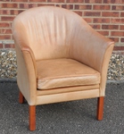 Danish Tan Leather Tub Chair
