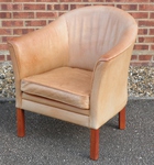 Danish Tan Leather Tub Chair