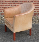 Danish Tan Leather Tub Chair
