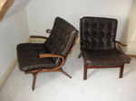 Farstrup or Westnofa Siesta chairs in dark brown leather