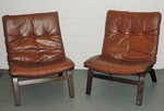 Pair of Farstrup Bentwood & Leather Easy Chairs 