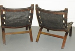 Pair of Farstrup Bentwood & Leather Easy Chairs 