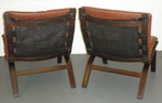 Pair of Farstrup Bentwood & Leather Easy Chairs 