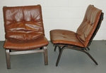 Pair of Farstrup Bentwood & Leather Easy Chairs 