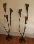 Pair of Copper Nepenthes (Pitcher Plant) Floor standing lights