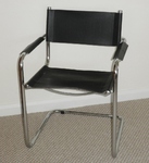 Black Leather & Chrome Cantilever Armchair