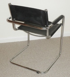 Black Leather & Chrome Cantilever Armchair