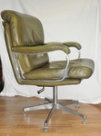 1970s Green Leather & Aluminium swivel Executive Desk Chair  