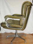 1970s Green Leather & Aluminium swivel Executive Desk Chair  