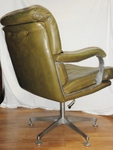 1970s Green Leather & Aluminium swivel Executive Desk Chair  
