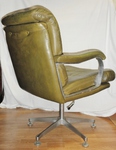 1970s Green Leather & Aluminium swivel Executive Desk Chair  