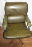 1970s Green Leather & Aluminium swivel Executive Desk Chair  