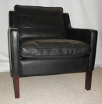 Stouby Black Leather Low Back Armchair 