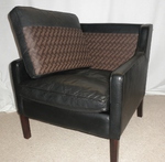 Stouby Black Leather Low Back Armchair 