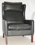 Stouby Black Leather High Back / Club Armchair