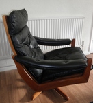 1960s Lied Mobler, Teak & Black Leather Reclining armchair as seen in the American TV Series - Mad Men