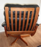 1960s Teak & Black Leather Reclining armchair by Lied Mobler, Norway