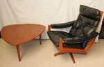 1960s Teak & Black Leather Reclining armchair by Lied Mobler, Norway