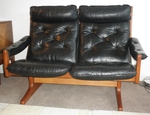 1960s Teak & Black Leather 22 Seater Sofa by Lied Mobler, Norway