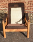 Danish Pine & Brown Leather Reclining Armchair by Soren Nissen & Ebbe Gehl 