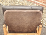 Danish Pine & Brown Leather Reclining Armchair by Soren Nissen & Ebbe Gehl 
