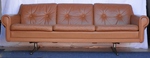 Tan Leather & Chrome 3 Seater Sofa 