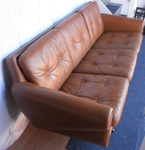 3 Seater Leather Sofa raised on T Bar Chrome Legs