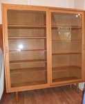 Danish Hundevad Light Oak Glazed Bookcase / Display Cabinet