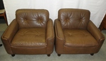 Pair of Vatne Møbler  / Sigurd Resell Brown Leather Armchairs 