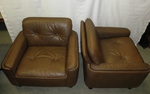 Pair of Vatne Møbler  / Sigurd Resell Brown Leather Armchairs 