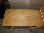 Sycamore & Walnut Desk with Integral Sideboard Cabinet