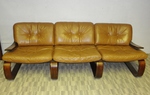 1960s Scandinavian Leather & Bentwood Sofa – 3 Seater