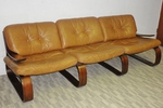 1960s Scandinavian Leather & Bentwood Sofa – 3 Seater
