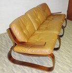 1960s Scandinavian Leather & Bentwood Sofa – 3 Seater