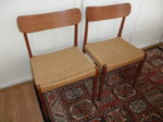 Pair of Danish Teak and Paper Cord Dining Chairs