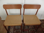 Pair of Danish Teak and Paper Cord Dining Chairs