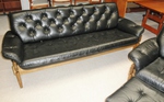 Mid 20th century Oak and Black Leather Lounge Suite