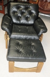 Mid 20th century Oak and Black Leather Lounge Suite