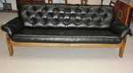 Mid 20th century Oak and Black Leather Lounge Suite