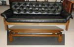 Mid 20th century Oak and Black Leather Lounge Suite