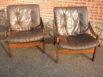 Pair of Torbjørn Afdal, Hunter Chairs by Bruksbo, Norway