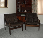 Pair of Torbjørn Afdal, Hunter Chairs by Bruksbo, Norway
