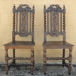 Victorian Oak Jacobean Style Hall Chairs – Carved Barley Twist