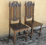 Victorian Oak Jacobean Style Hall Chairs – Carved Barley Twist